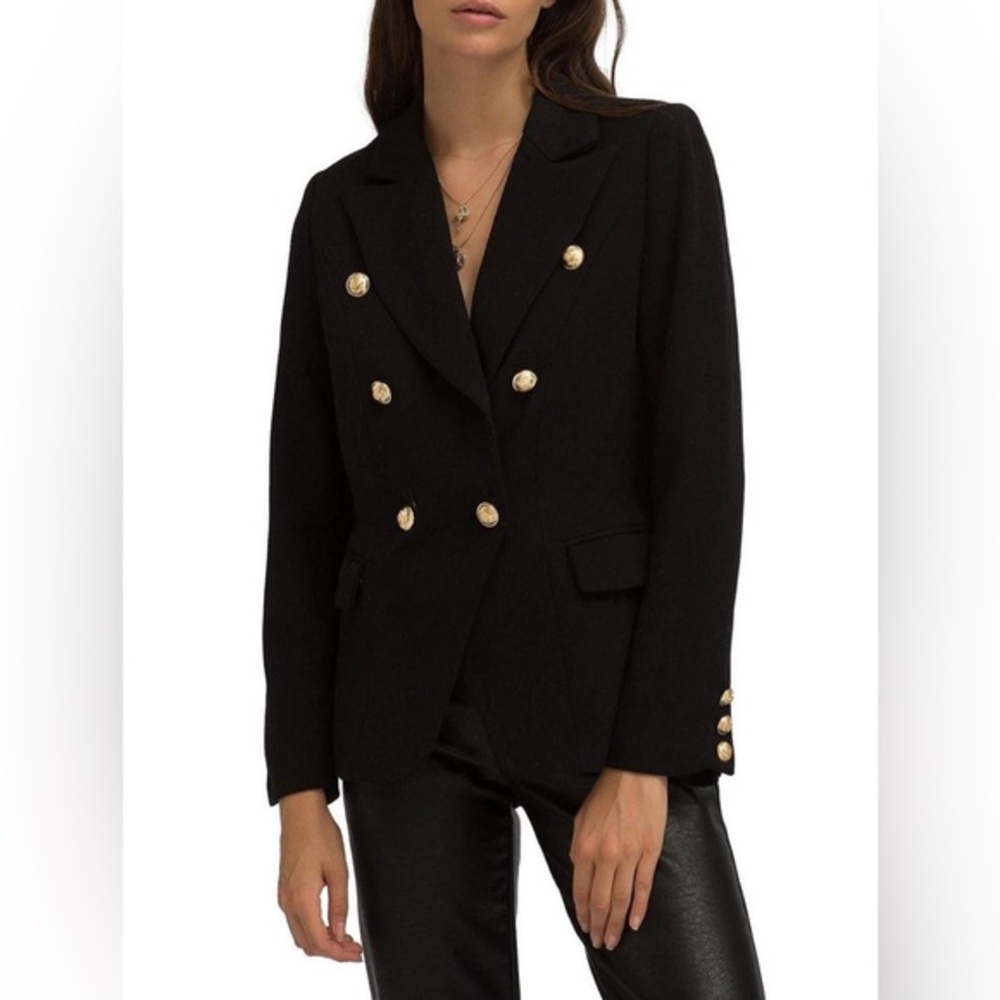 Banana Republic Black Captain's Tailored Blazer Gold Buttons Size 0‎ Business